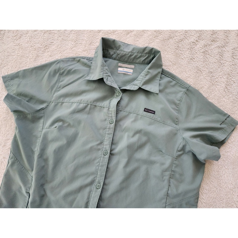 Columbia Omni-Shade Hiking Shirt Womens XL Green Short Sleeve Vented Sun...